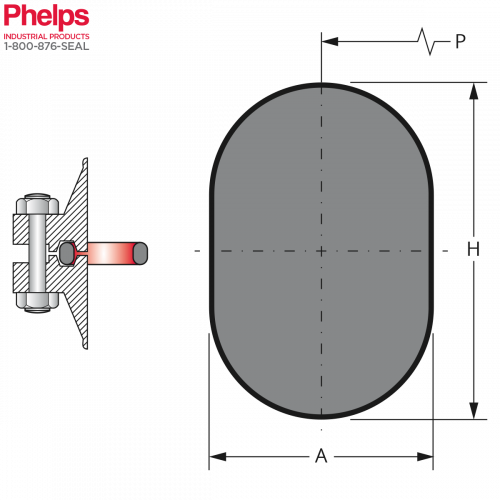 Phelps Style 9210 - R-Type Oval Ring Joint Gasket with dimensions